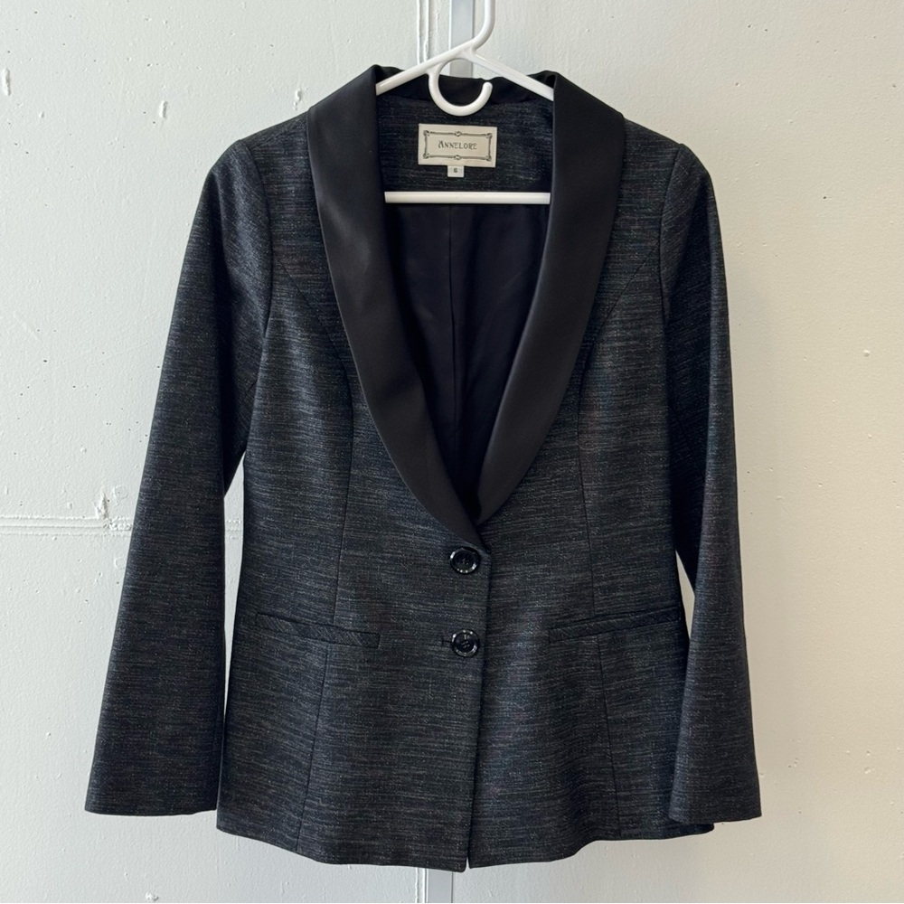 Annelore NYC Classic Career‎ Business Casual Women's Blazer Jacket Charcoal Sz 6